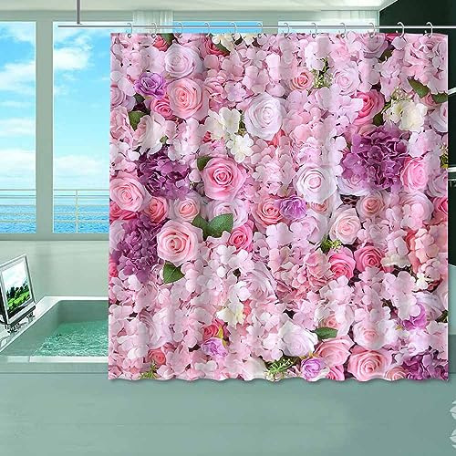 Toktilikt Rosa Rosa Pared Pared Baño Ducha Cortina 84r9p