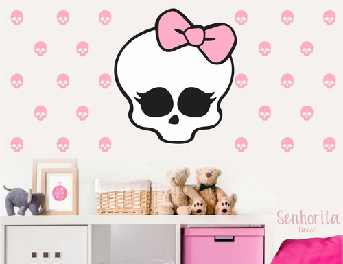 Adesivo Decorativo Quarto De Meninas Caveira E Kit Miniatura