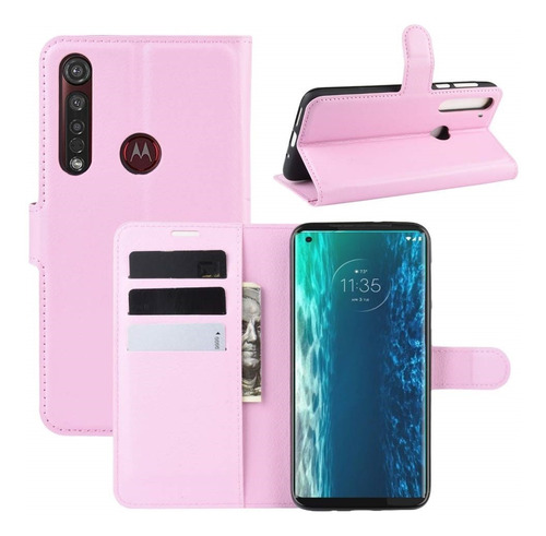 Capa Capinha Carteira Couro Motorola Edge Com Tela De 6.7 Cor Rosa