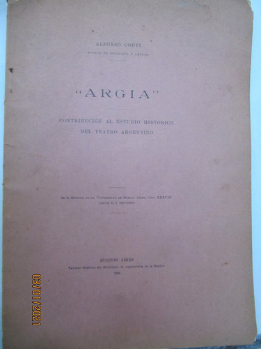 Argia Teatro Argentino Alfonso Corti 1918