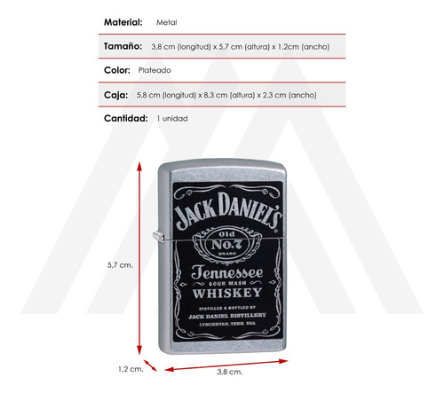 Imagen 4 de 10 de Encendedor Zippo Lighter Jack Daniels Label