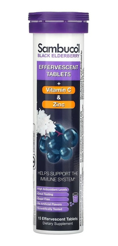 Sambucol Elderberry Vitamina C Zinc Tabletas Efervescentes