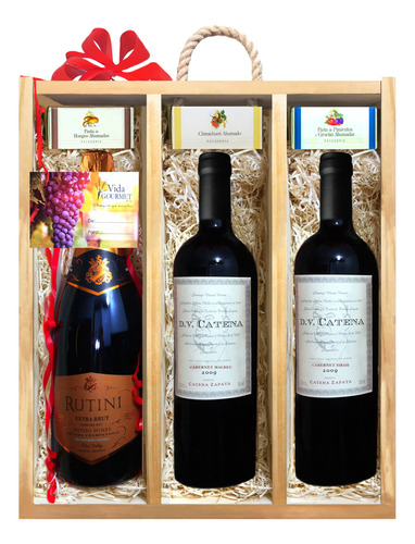 Box De Madera Con Vinos Y Espumantes  Regalos Navidad