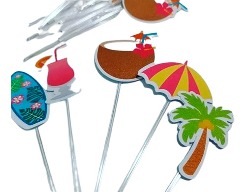 Tropical Praia Guarda Sol 50 Topper Tags Para Doces