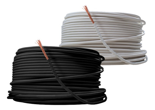 Kit 2 Cables Electrico Cca Calibre 8 Blanco Y Negro 50 M