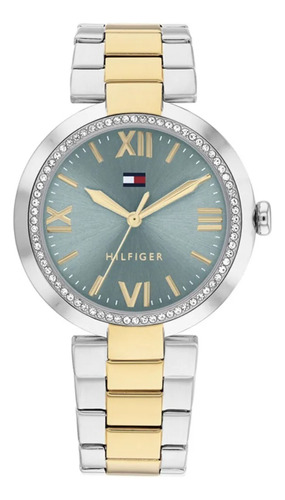 Reloj Tommy Hilfiger Mujer 1782680 Acero Analogo Color de la malla Bicolor Color del bisel Plateado Color del fondo Azul claro