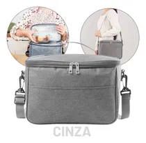 Comprar Bolsa Térmica Fitness Feminina Masculina Marmita Lancheira Bolsa Com Alça Frasqueira Academia Treino Dieta Multifuncional Resistente Top Estliny Cor Cinza