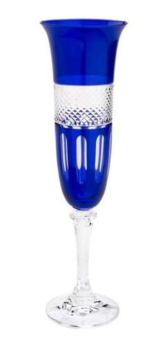 Taça Cristal Lapidada Champagne Azul 175ml Kleopatra 12x