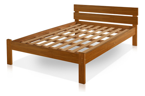 Cama De Casal Mdf Lara Turca Com Cabeceira Castanho Liso