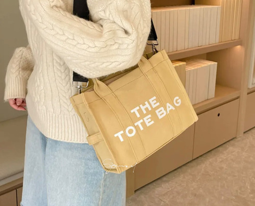 Bolsa Tote 30 Cms Color Caquí Algodón 100%