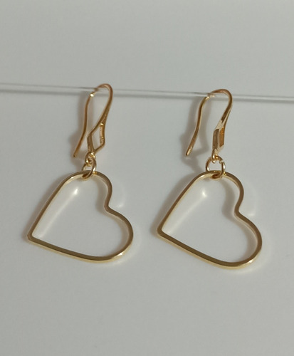 Aretes De Corazón En Baño De Oro Aretes Colgantes Moda C