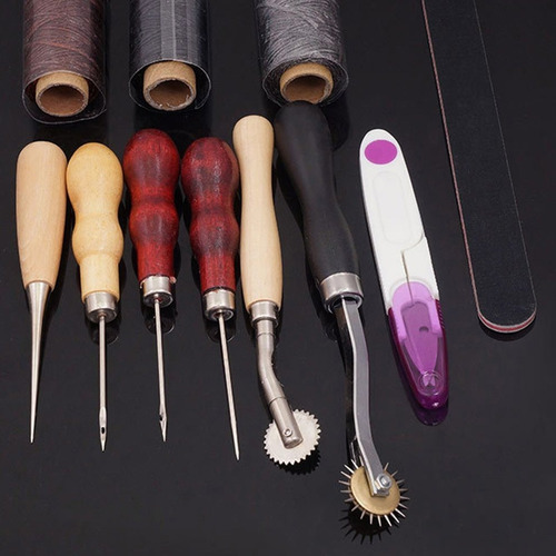 18 Pcs Couro Craft Tools Kit De Couro Escultura Costura Punc