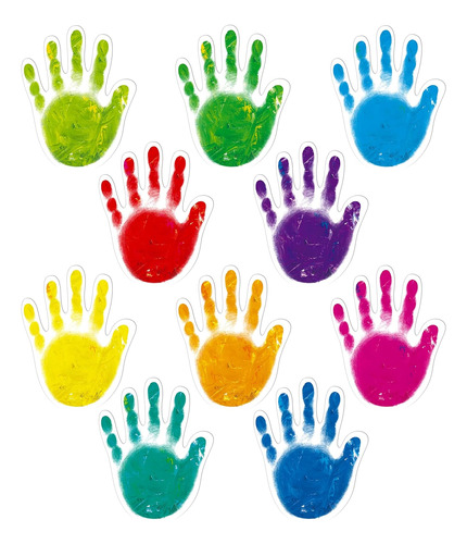 60 Pcs Colorful Handprint, Hand Accents Cutouts  In Boa...