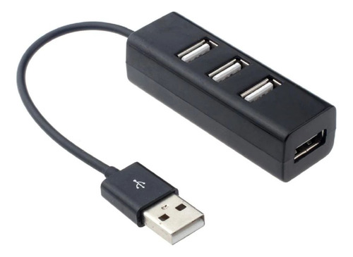 Chroma tech Hub USB 2.0 4 Portas Preto Slim Alta Velocidade 480Mbps Expansor para PC Notebook MacBook Smart TV e Mais Compacto Plug & Play Ideal para Periféricos e Acessórios USB