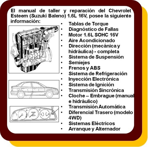 Imagen 2 de 3 de Suzuki Baleno Esteem Manual Taller Mecanica Diagramas Españo