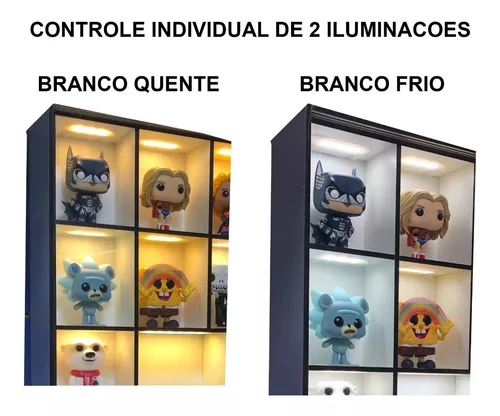 Expositor Funko Pop Mdf P/ 60 Funkos Branco Portas Em Vidro