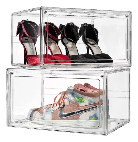 Paquete de 12 cajas de zapatos de acrílico transparente – Almacenamiento  apilable de plástico ultra transparente para zapatillas de deporte, vitrina