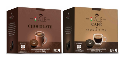 Cápsula Dolce Gusto Chocolate E Cacau 70% Café Italle 20 Und