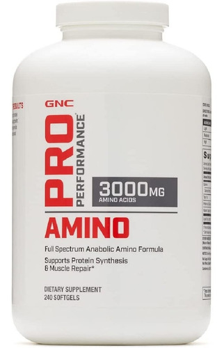 Aminoacidos 3000 Mg Gnc 240 Cápsulas Blandas