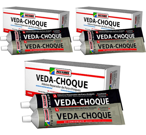 Kit Com 3 - Veda Choque Maxi Rubber 150g Cola Parachoque