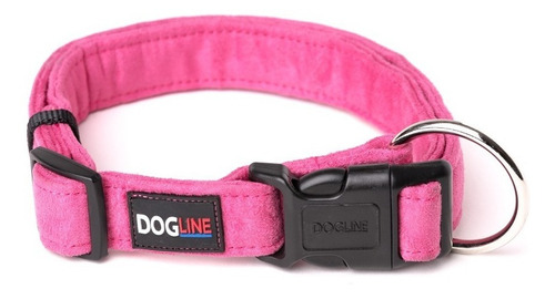 Collar Perro Microfibra Dogline Grande Rosa Liso Tamaño del collar L