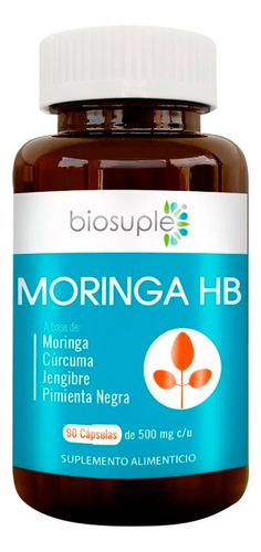 Biosuple Moringa HB -  Antioxidante Natural Digestivo - 90caps - 500mg - Sin sabor
