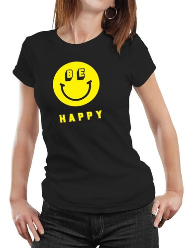  Polera Mujer Smiley Face Carita Feliz Algodónorgánico Scl12