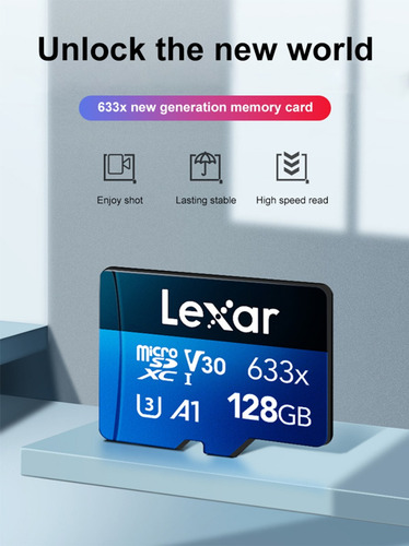 Tarjeta Micro Sd Lexar 128 Gb 100mb/s 633x A1 V30 U3 4k
