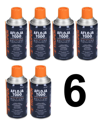 Aceite Aflojatodo En Aerosol 345 Ml Truper 13470 Paquete 6p.