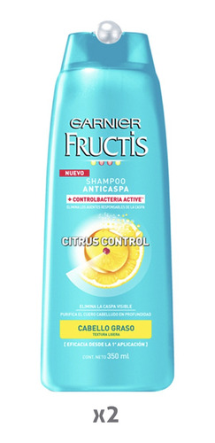 Pack 2 Shampoo Anticaspa Fructis Citrus Control 350ml