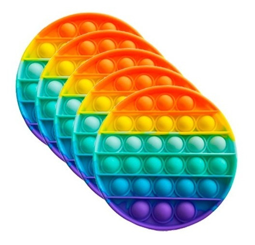 Imagem 1 de 3 de Kit 5 Pop It Redondo Fidget Toy Colorido Sensorial Promoção