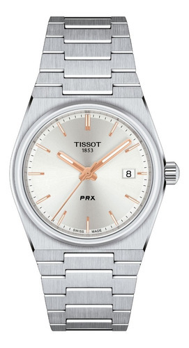 Reloj Tissot Prx 35mm T1372101103100 Color de la malla Acero Color del bisel Acero Color del fondo Plateado
