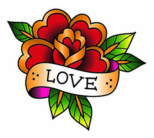 El Amor De Rose Del Arte Del Tatuaje De Diseño A Todo Color 