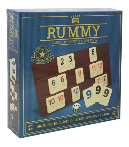 Juego De Mesa Rummy Jumbo Novelty 106 Fichas Con Dado