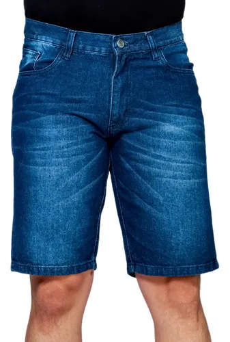 Bermuda Jeans Masculina Short Jeans Modelagem Mais Folgada