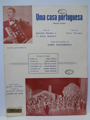 Partitura Acordeon Uma Casa Portuguesa Mario Mascarenhas