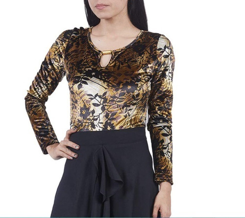 Blusa Tipo Body Color Oro Flores Cklass 979-52 Oferta