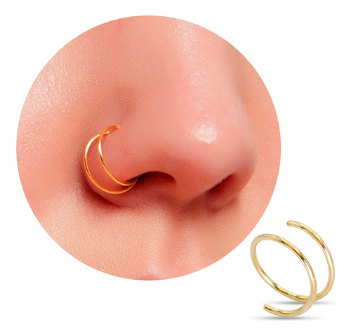 Anillo De Nariz De Aro Doble Relleno De Oro De 14 K Para Per