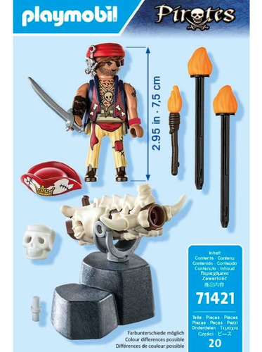 Playmobil Piratas Artillero + Cañon Figura Coleccionable