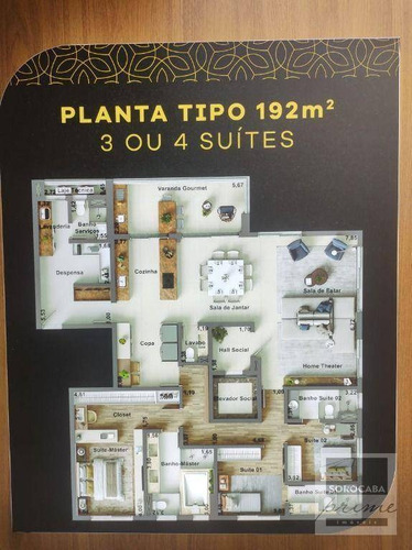 Imagem 2 de 26 de Apartamento Com 4 Dormitórios À Venda, 192 M² Por R$ 1.335.000 - Jardim Portal Da Colina - Sorocaba/sp - Ap0267