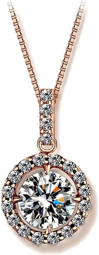 Sparkle Halo Necklace For Women Cubic Zirconia Round