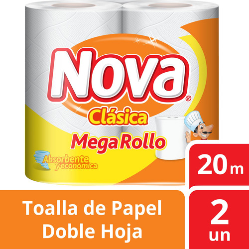 Toalla De Papel Nova Clasica Mega Rollo 2 Un 20 Mt