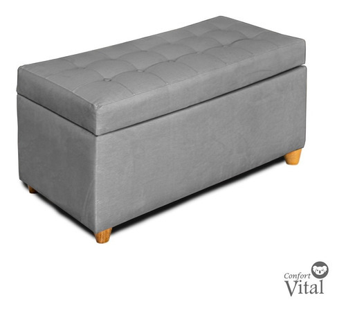 Puff Baúl Básico 80x46x55cm Color Gris