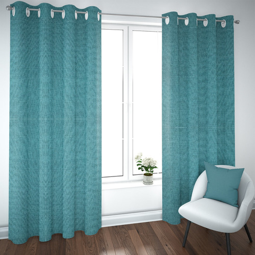 Set De Cortinas Blackout 2 Paños De 140 X 220 Cm Turquesa
