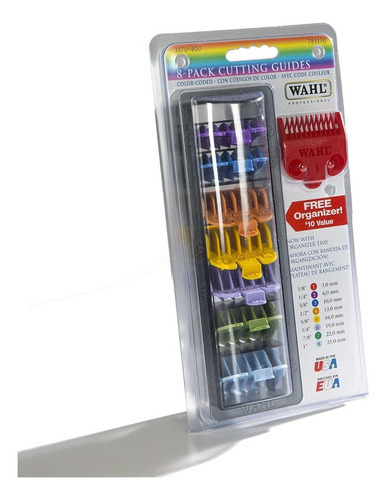 Pacote de guia de corte Wahl® 8 pentes com organizador de cores