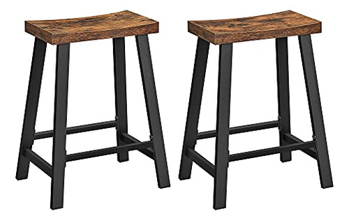 Taburetes De Bar Pequeños De Cocina 2 Piezas Marron Negro