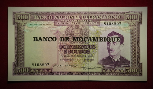 Billete 500 Escudos Mozambique 1976 Sin Circular Pick 118