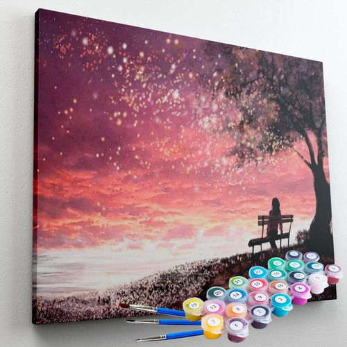 Kit Pintura Numerada Terapeutica - Maravilhoso Fim Da Tarde