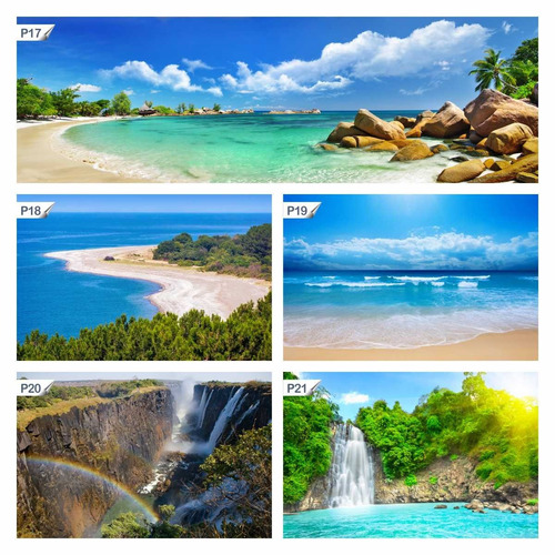 Imagem 6 de 10 de Papel De Parede Adesivo Praia Paisagem Céu P32 - 12 Unidades
