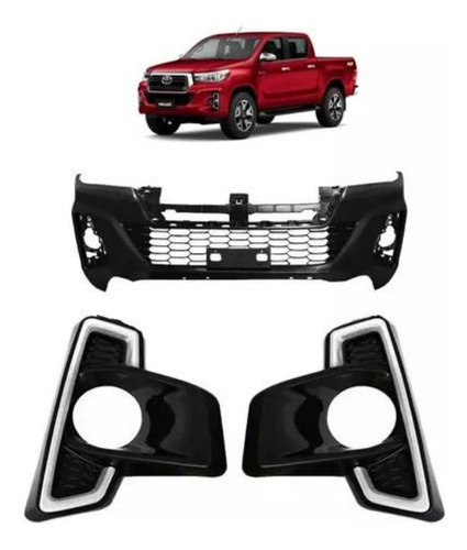 Kit Para-choque Com A Grade E Moldura Milha Hilux 2019 2020 